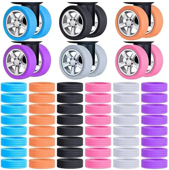 Capa Silicone para Rodinhas de Mala Bagagem Anti Ruído - Kit c/ 8